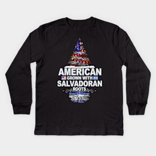 Christmas Tree  American Grown With Salvadoran Roots - Gift for Salvadoran From El Salvador Kids Long Sleeve T-Shirt